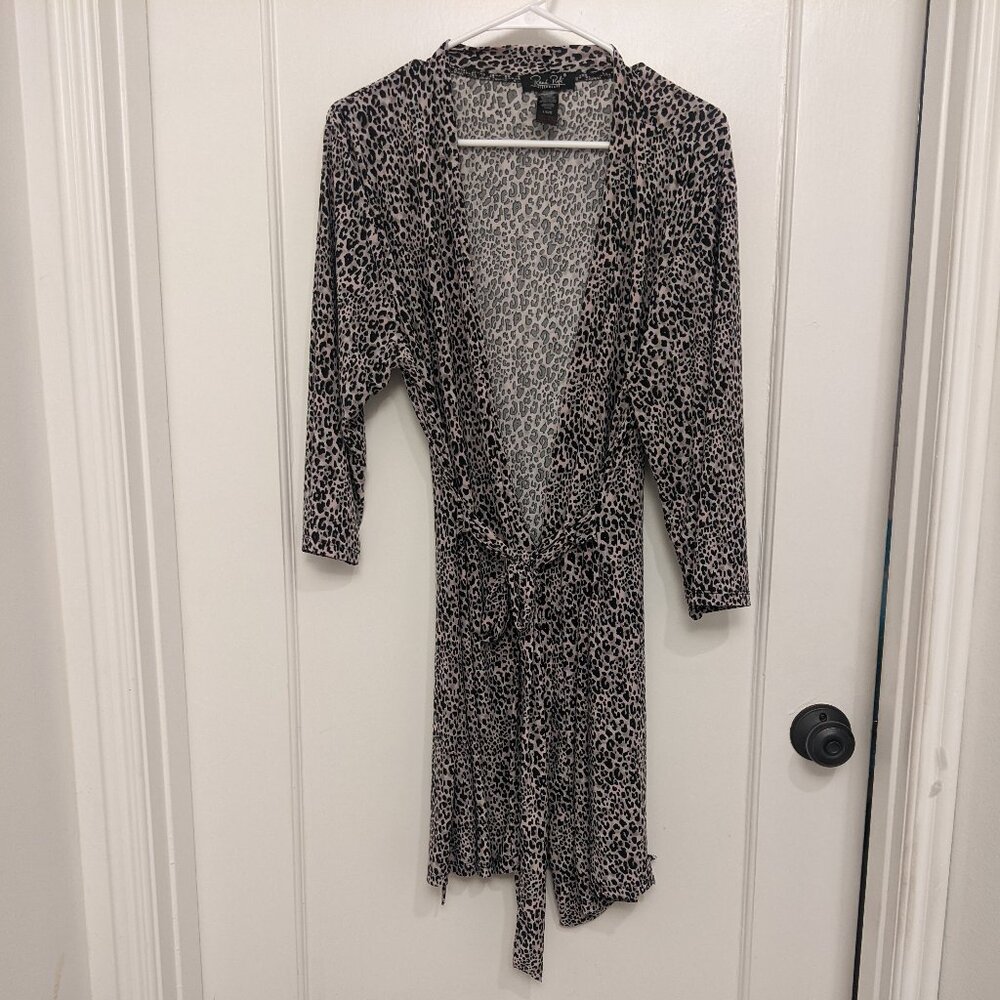 Women's Rene Rofe Sleepwear Large Robe Stretch Animal Leopard Print Soft Comfy